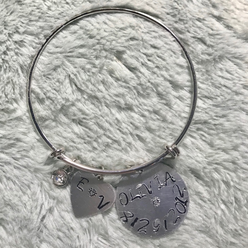Hand stamped bangle custom made to order.